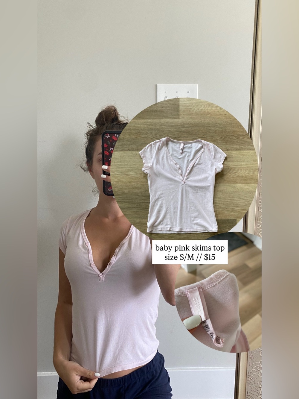 baby pink skims tee size small 💕